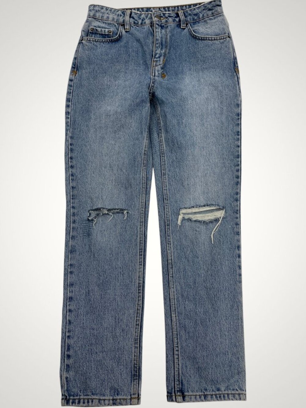 Ksubi Brooklyn Distressed Straight Mid Rise Jeans Women's Size 27 Fits 28x27